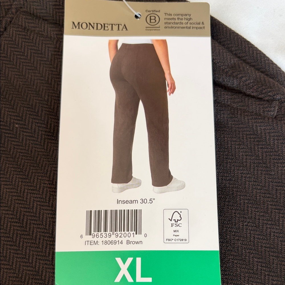 Mondetta Herringbone Straight Leg Pants - Dark Brown - Picture 5 of 7